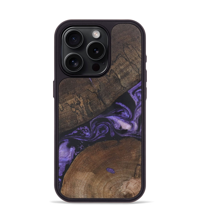 iPhone 15 Pro Wood+Resin Phone Case - Kaylie (Purple, 718677)