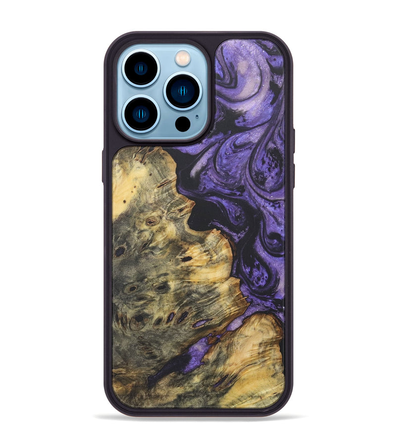 iPhone 14 Pro Max Wood+Resin Phone Case - Sally (Purple, 718679)