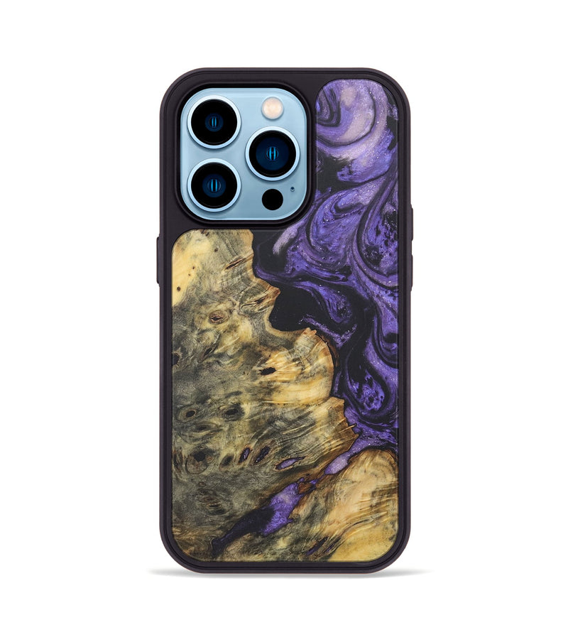 iPhone 14 Pro Wood+Resin Phone Case - Sally (Purple, 718679)