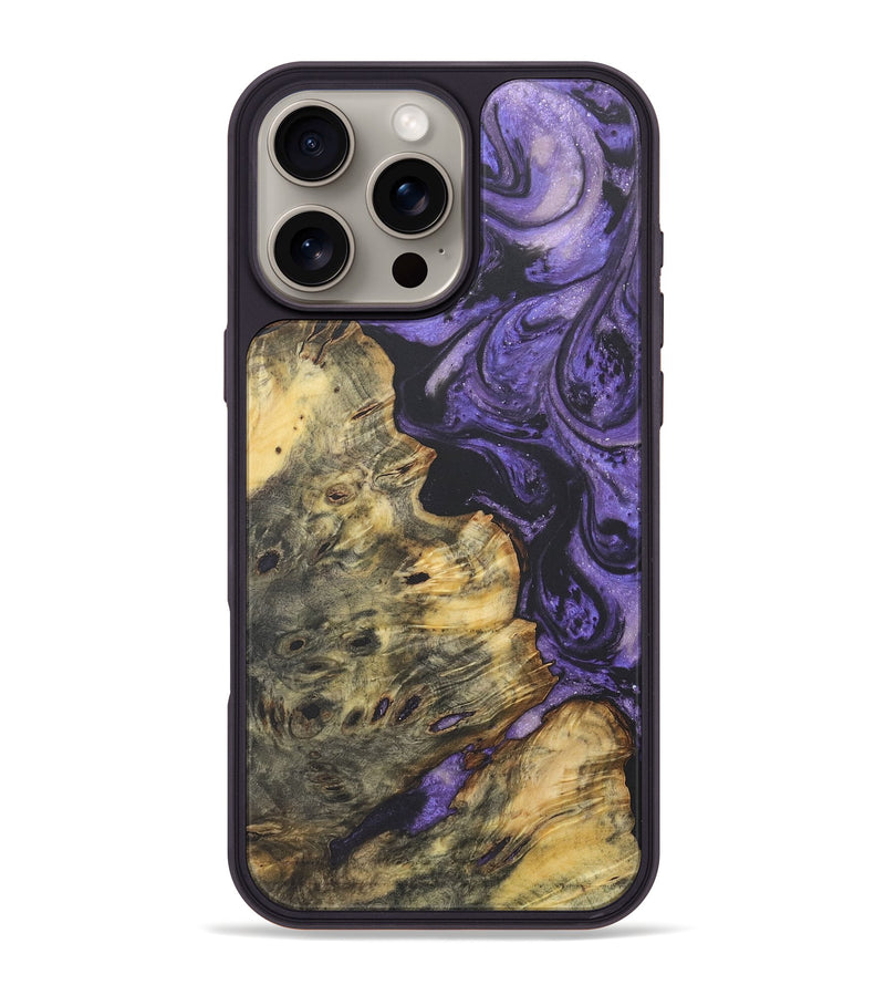 iPhone 16 Pro Max Wood+Resin Phone Case - Sally (Purple, 718679)