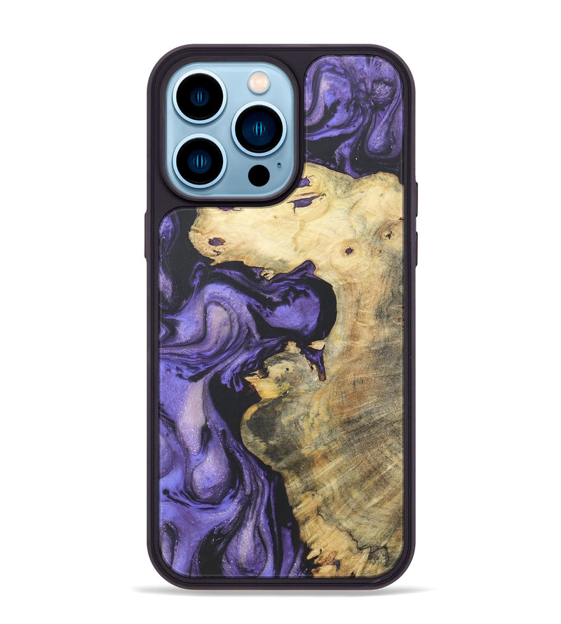 iPhone 14 Pro Max Wood+Resin Phone Case - Esteban (Purple, 718681)