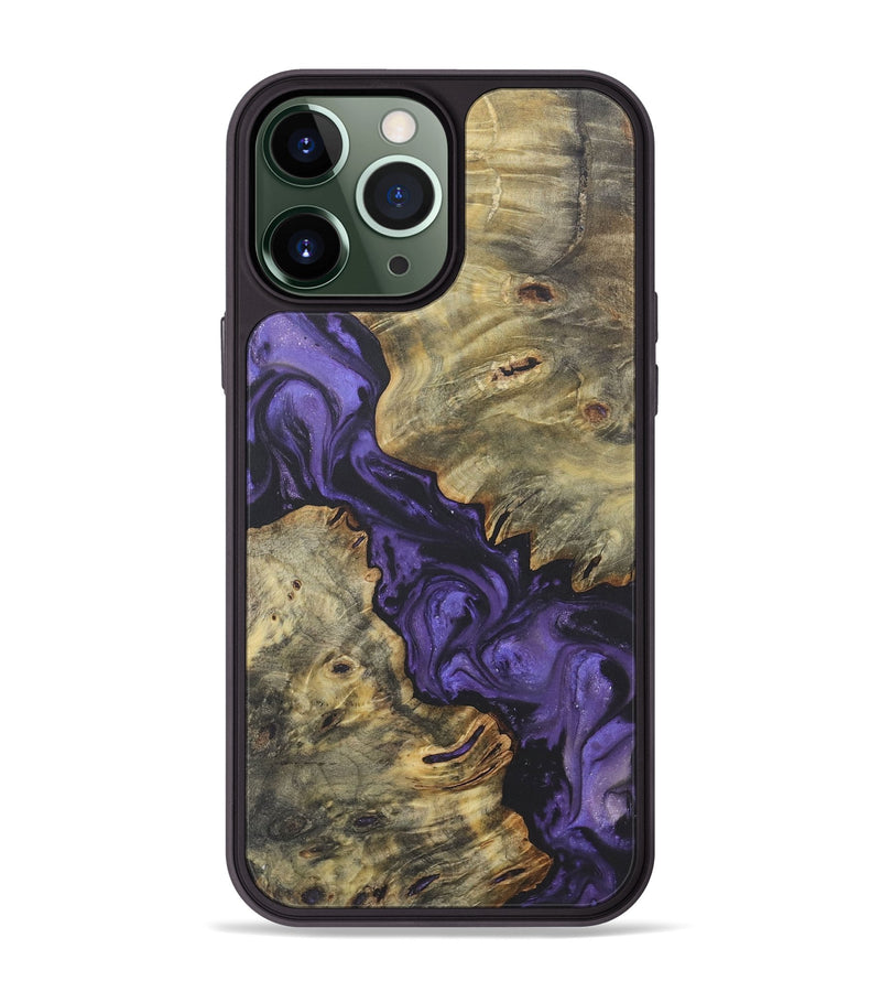 iPhone 13 Pro Max Wood+Resin Phone Case - Iris (Purple, 718682)