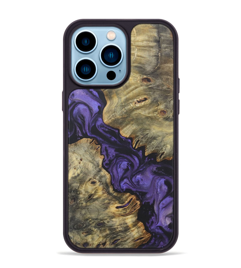 iPhone 14 Pro Max Wood+Resin Phone Case - Iris (Purple, 718682)