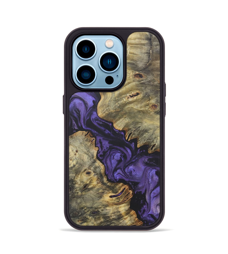 iPhone 14 Pro Wood+Resin Phone Case - Iris (Purple, 718682)