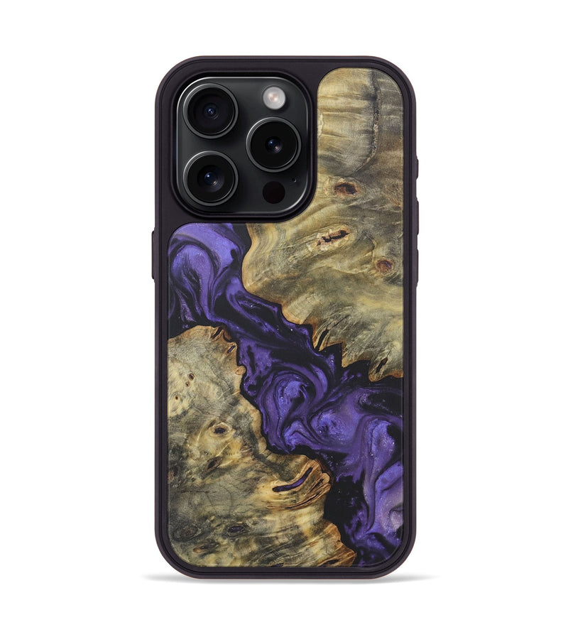 iPhone 15 Pro Wood+Resin Phone Case - Iris (Purple, 718682)