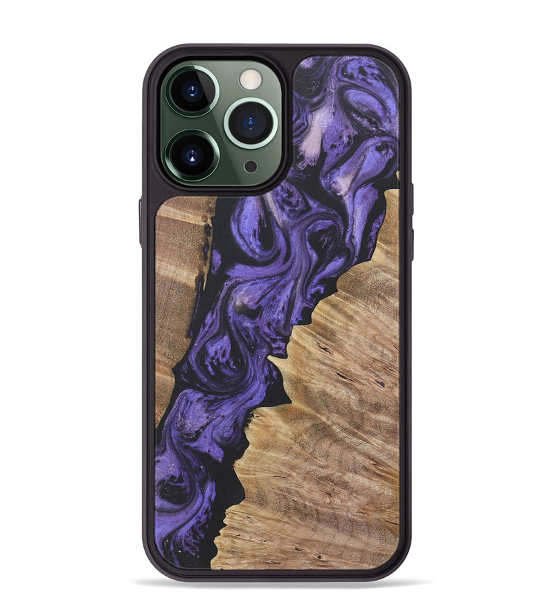 iPhone 13 Pro Max Wood+Resin Phone Case - Ernestine (Purple, 718683)