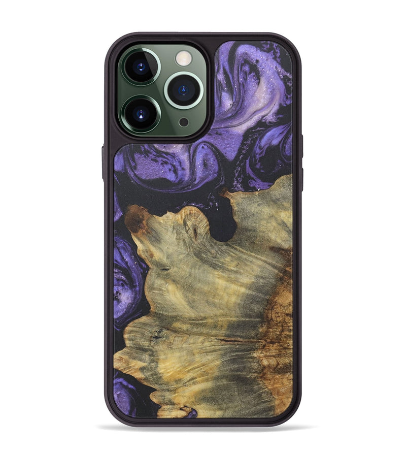 iPhone 13 Pro Max Wood+Resin Phone Case - Trudy (Purple, 718685)