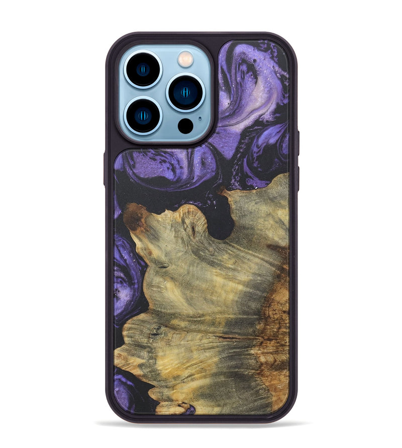 iPhone 14 Pro Max Wood+Resin Phone Case - Trudy (Purple, 718685)