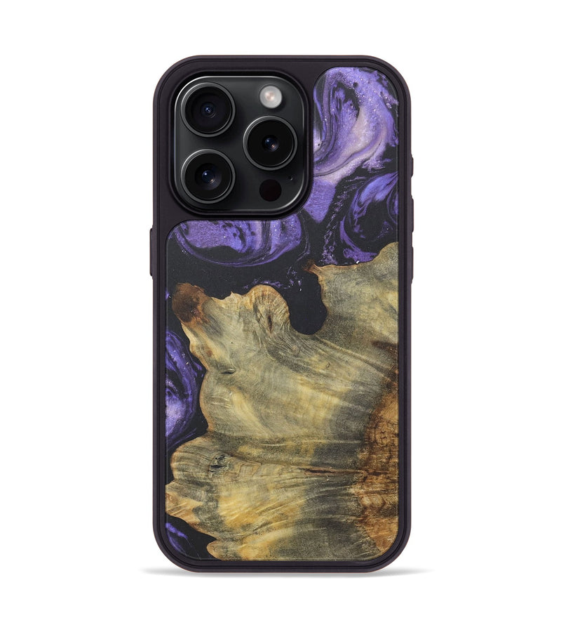 iPhone 15 Pro Wood+Resin Phone Case - Trudy (Purple, 718685)