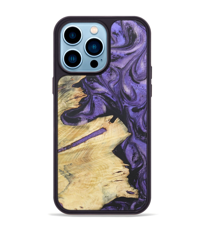 iPhone 14 Pro Max Wood+Resin Phone Case - Jase (Purple, 718686)