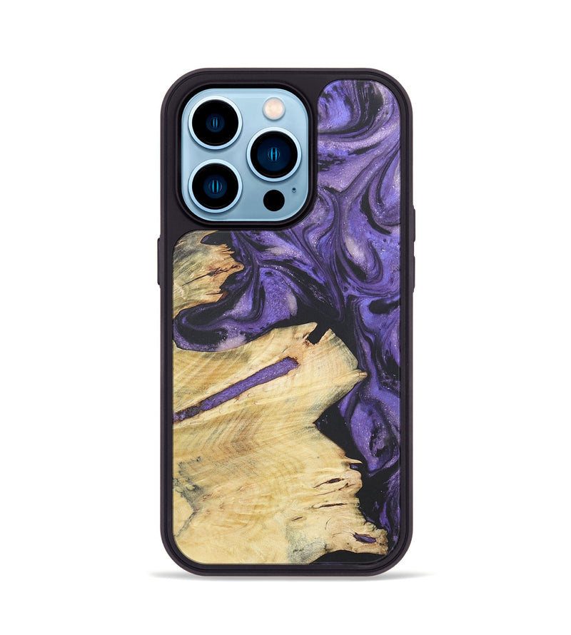 iPhone 14 Pro Wood+Resin Phone Case - Jase (Purple, 718686)