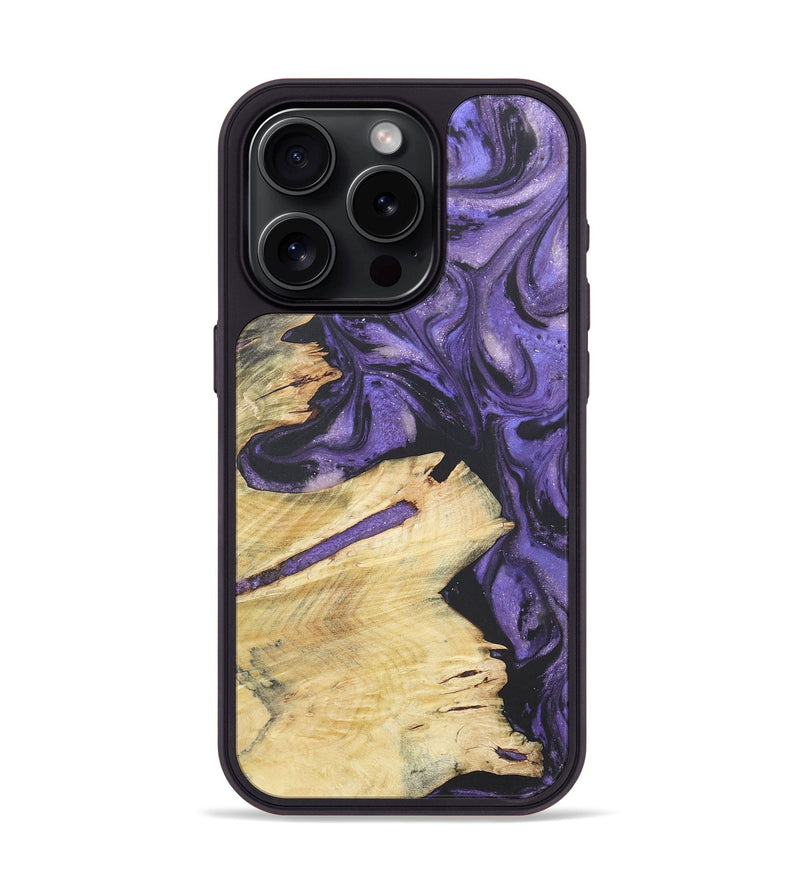 iPhone 15 Pro Wood+Resin Phone Case - Jase (Purple, 718686)