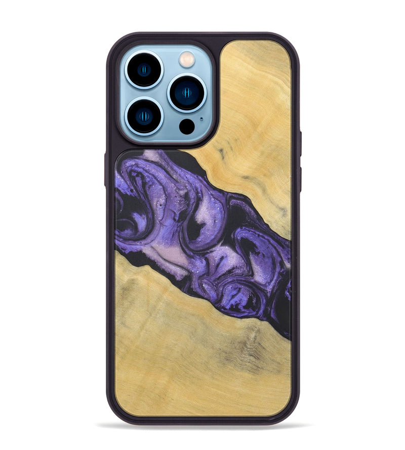 iPhone 14 Pro Max Wood+Resin Phone Case - Enrique (Purple, 718688)