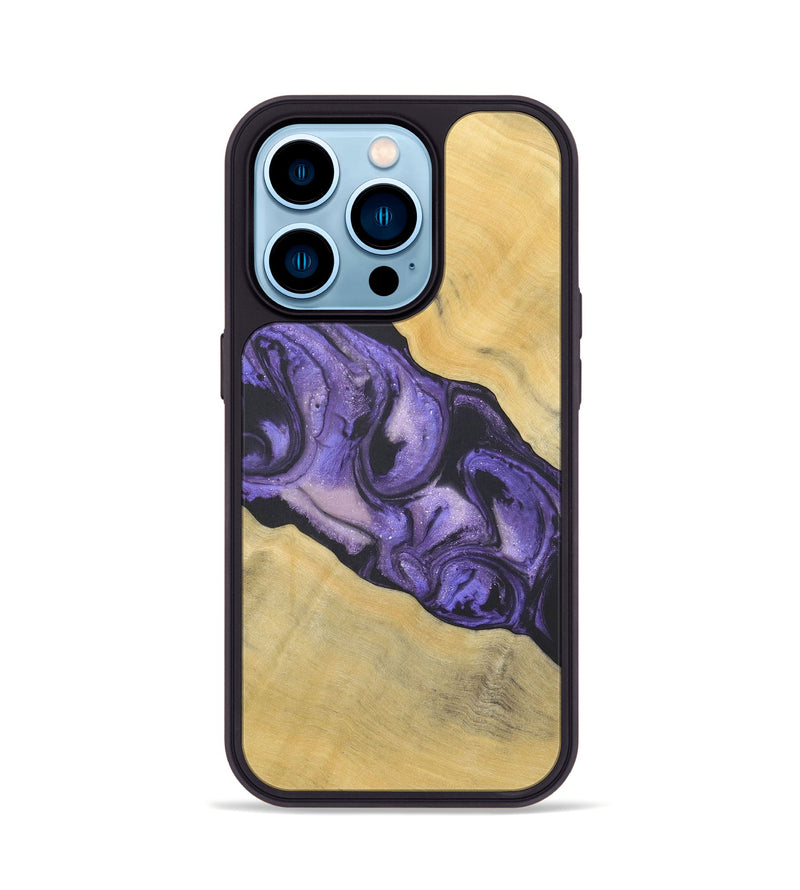 iPhone 14 Pro Wood+Resin Phone Case - Enrique (Purple, 718688)