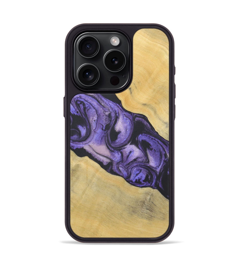 iPhone 15 Pro Wood+Resin Phone Case - Enrique (Purple, 718688)