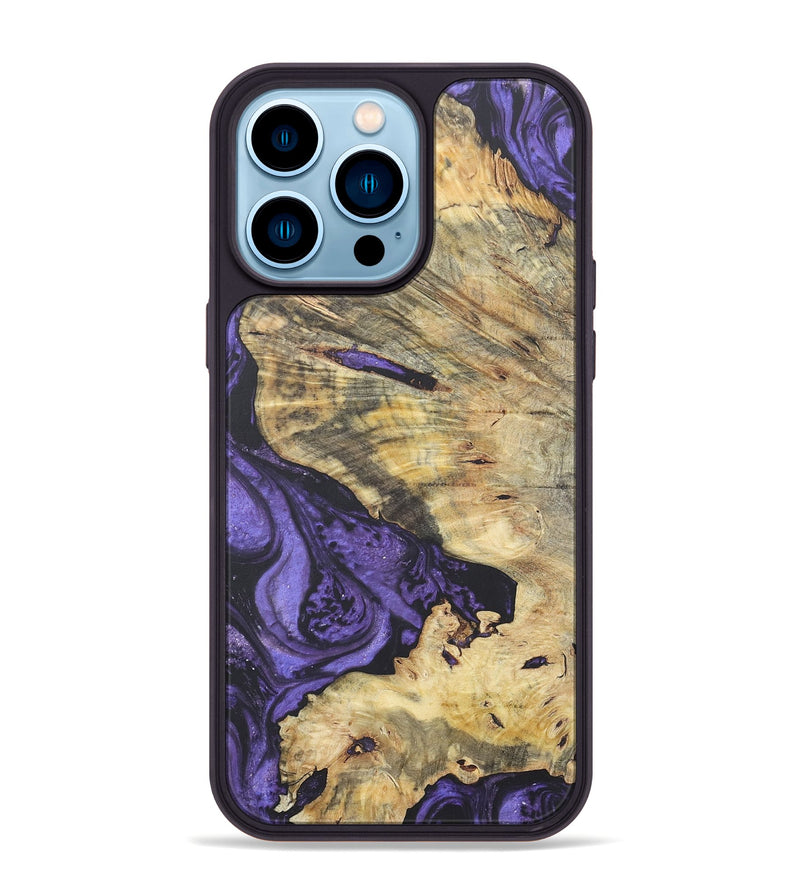 iPhone 14 Pro Max Wood+Resin Phone Case - Mitchell (Purple, 718689)