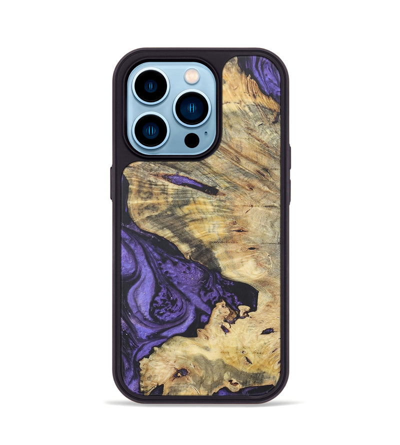 iPhone 14 Pro Wood+Resin Phone Case - Mitchell (Purple, 718689)