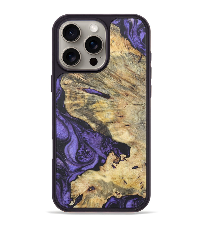 iPhone 16 Pro Max Wood+Resin Phone Case - Mitchell (Purple, 718689)