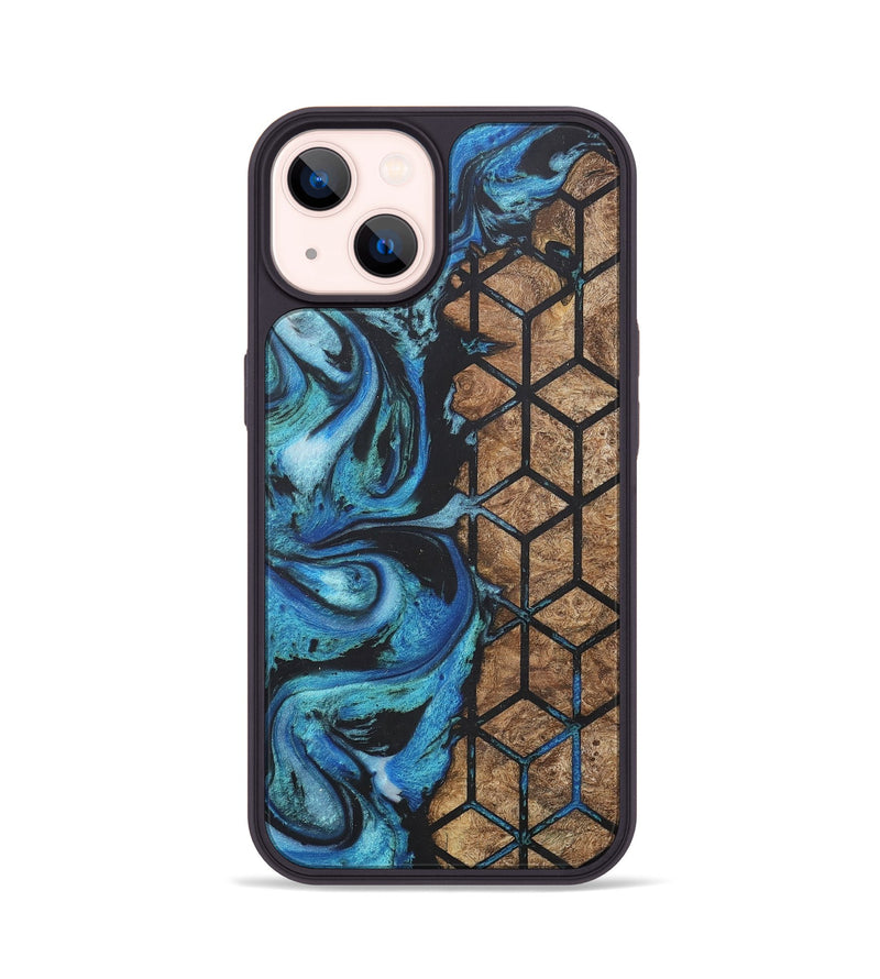 iPhone 14 Wood+Resin Phone Case - Scarlett (Pattern, 718701)