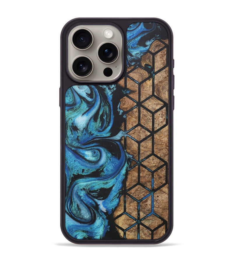 iPhone 15 Pro Max Wood+Resin Phone Case - Scarlett (Pattern, 718701)