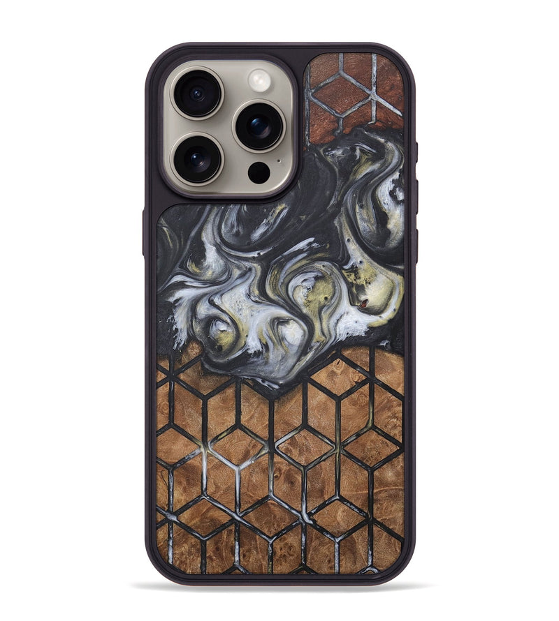 iPhone 15 Pro Max Wood+Resin Phone Case - Brandi (Pattern, 718703)