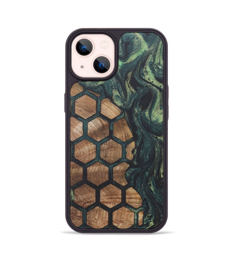 iPhone 14 Wood+Resin Phone Case - Elmer (Pattern, 718707)