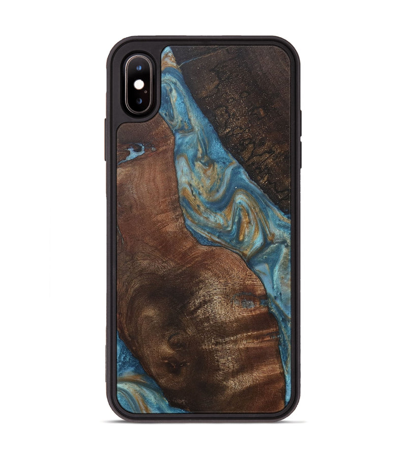 iPhone Xs Max Wood+Resin Phone Case - Lucia (Teal & Gold, 718714)