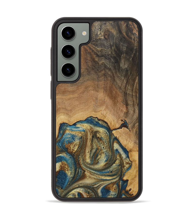 Galaxy S23 Plus Wood+Resin Phone Case - Crew (Teal & Gold, 718716)