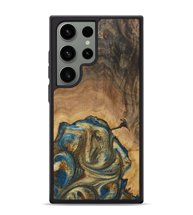 Galaxy S24 Ultra Wood+Resin Phone Case - Crew (Teal & Gold, 718716)