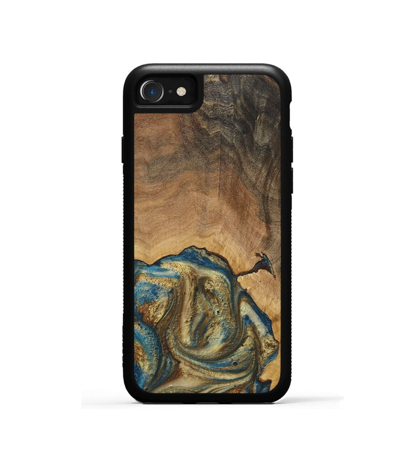 iPhone SE Wood+Resin Phone Case - Crew (Teal & Gold, 718716)