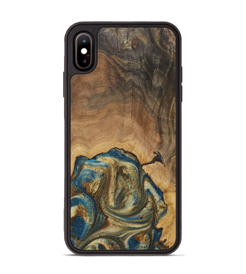 iPhone Xs Max Wood+Resin Phone Case - Crew (Teal & Gold, 718716)