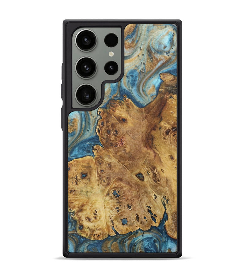 Galaxy S24 Ultra Wood+Resin Phone Case - Judy (Teal & Gold, 718717)