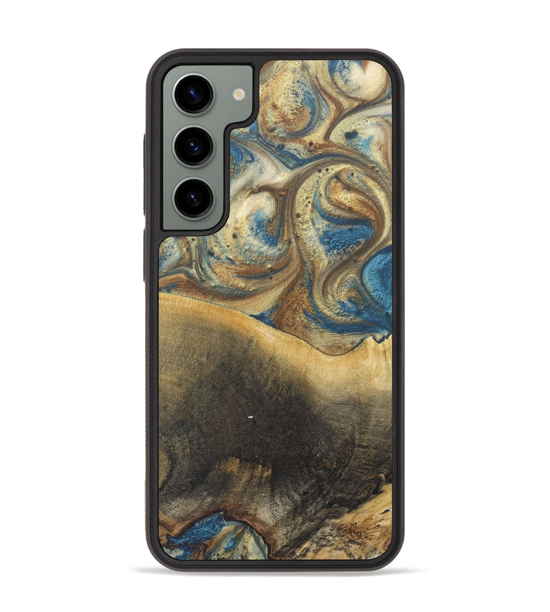 Galaxy S23 Plus Wood+Resin Phone Case - Jenny (Teal & Gold, 718719)