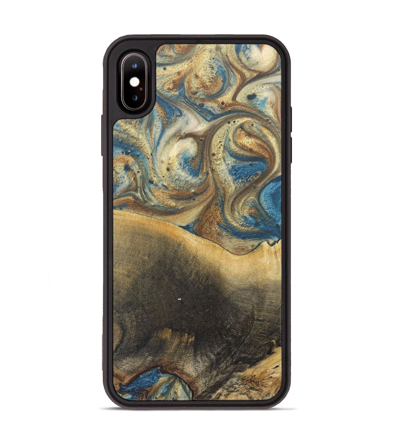 iPhone Xs Max Wood+Resin Phone Case - Jenny (Teal & Gold, 718719)