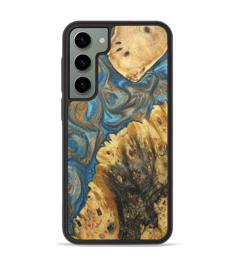 Galaxy S23 Plus Wood+Resin Phone Case - Colleen (Teal & Gold, 718720)