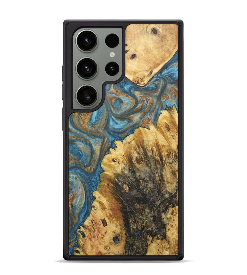 Galaxy S24 Ultra Wood+Resin Phone Case - Colleen (Teal & Gold, 718720)