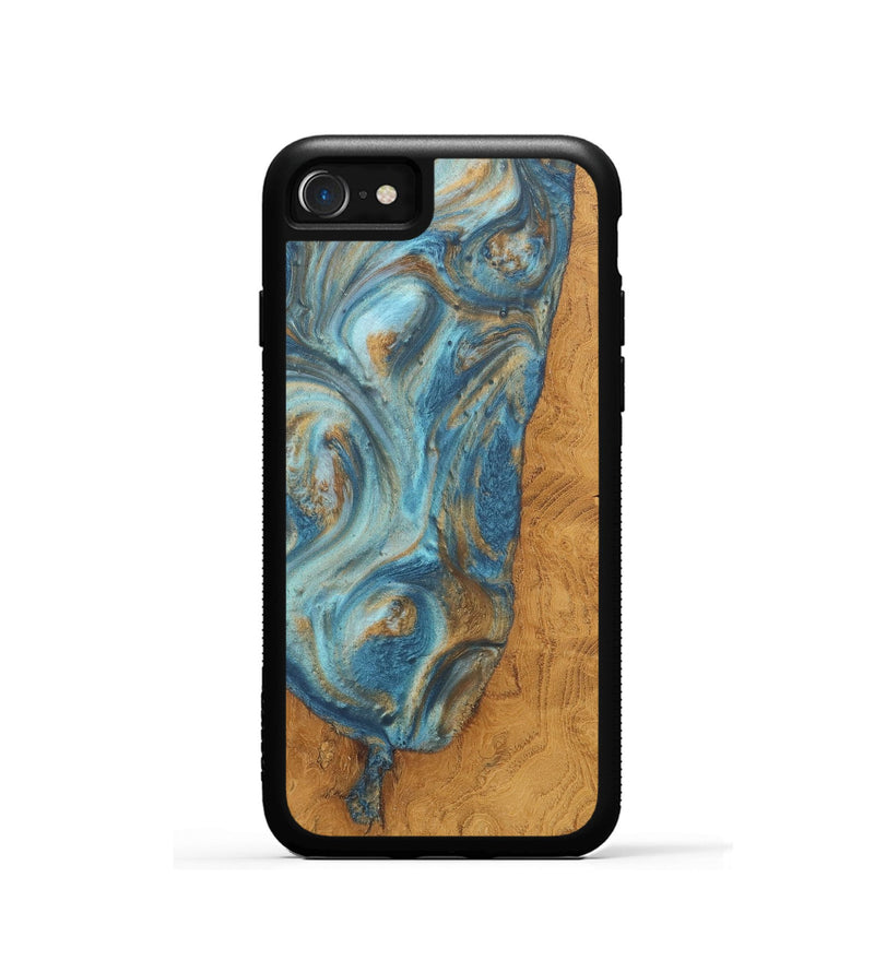 iPhone SE Wood+Resin Phone Case - Roy (Teal & Gold, 718721)