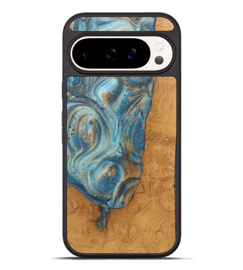 Pixel 9 Pro XL Wood+Resin Phone Case - Roy (Teal & Gold, 718721)