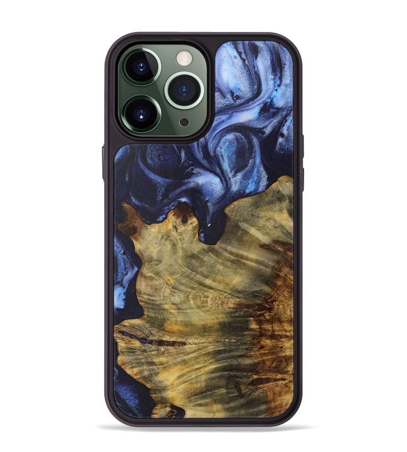 iPhone 13 Pro Max Wood+Resin Phone Case - Lucinda (Blue, 718725)