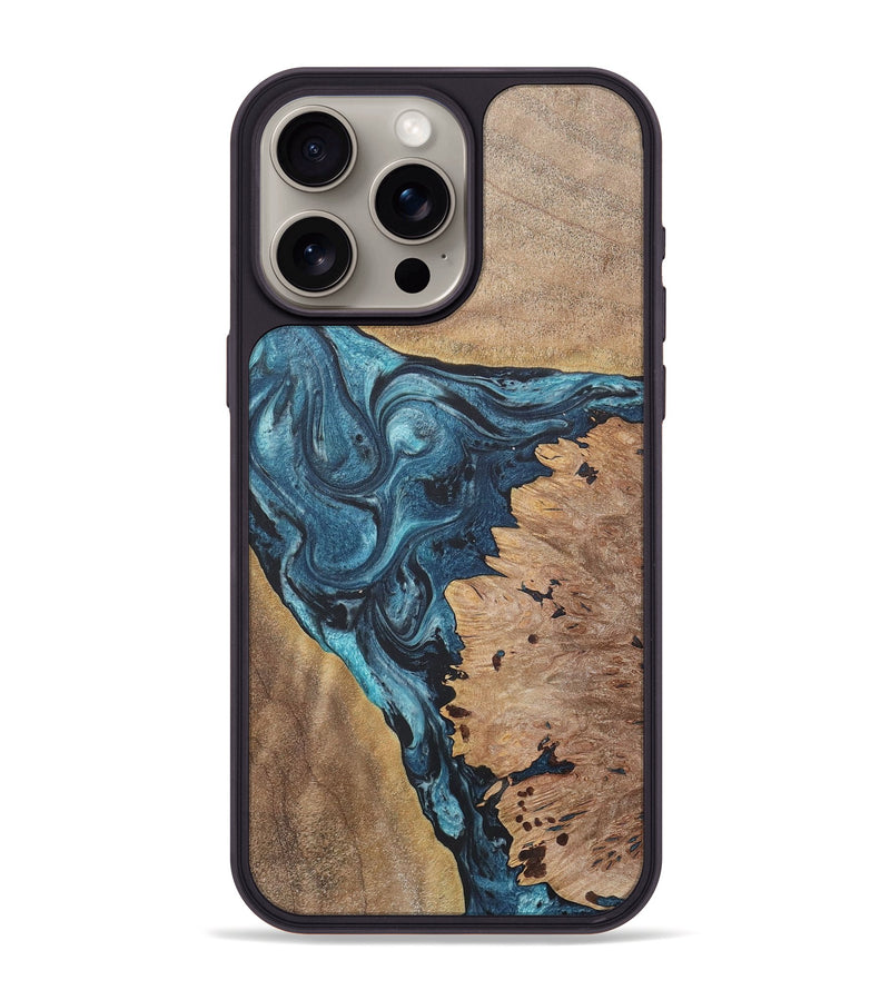 iPhone 15 Pro Max Wood+Resin Phone Case - Saylor (Blue, 718732)