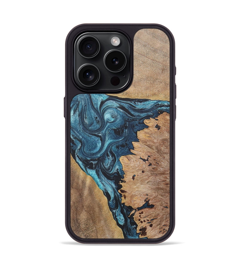 iPhone 15 Pro Wood+Resin Phone Case - Saylor (Blue, 718732)