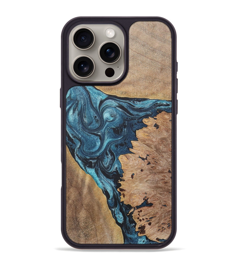 iPhone 16 Pro Max Wood+Resin Phone Case - Saylor (Blue, 718732)