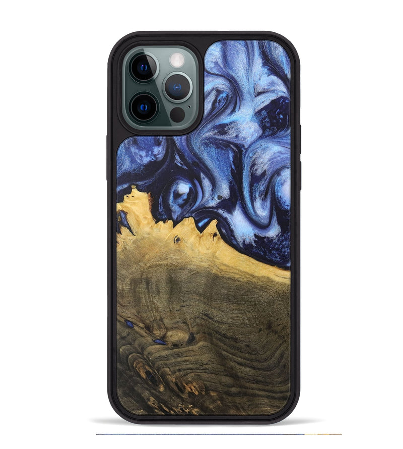 iPhone 12 Pro Max Wood+Resin Phone Case - Alina (Blue, 718736)