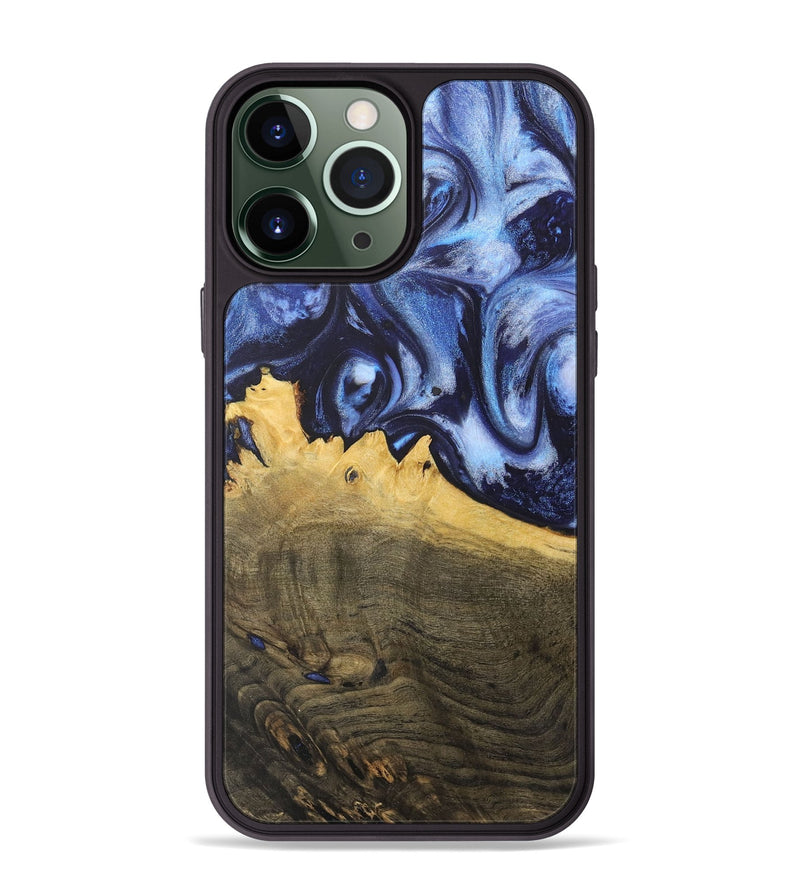 iPhone 13 Pro Max Wood+Resin Phone Case - Alina (Blue, 718736)