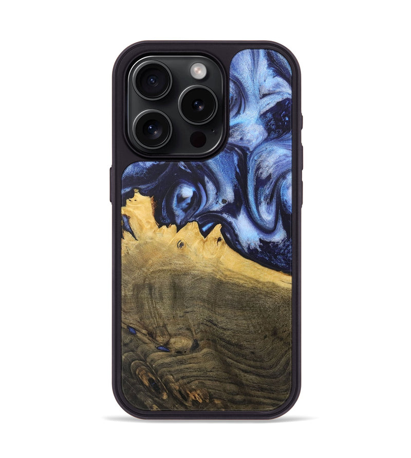 iPhone 15 Pro Wood+Resin Phone Case - Alina (Blue, 718736)