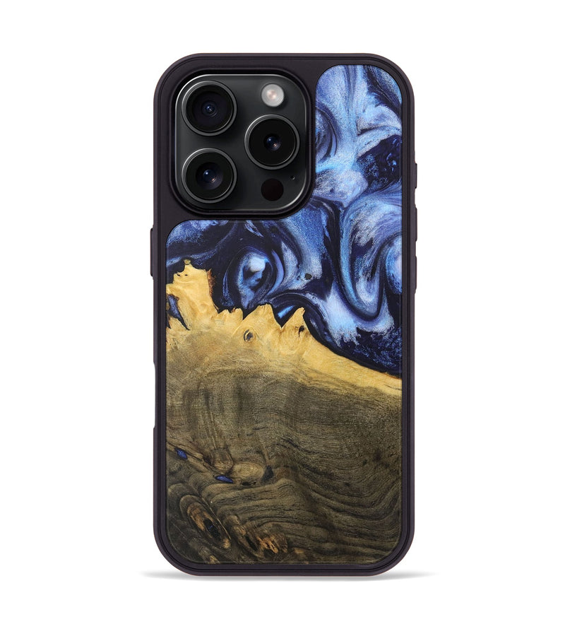 iPhone 16 Pro Wood+Resin Phone Case - Alina (Blue, 718736)