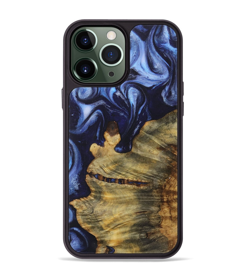 iPhone 13 Pro Max Wood+Resin Phone Case - Taryn (Blue, 718737)