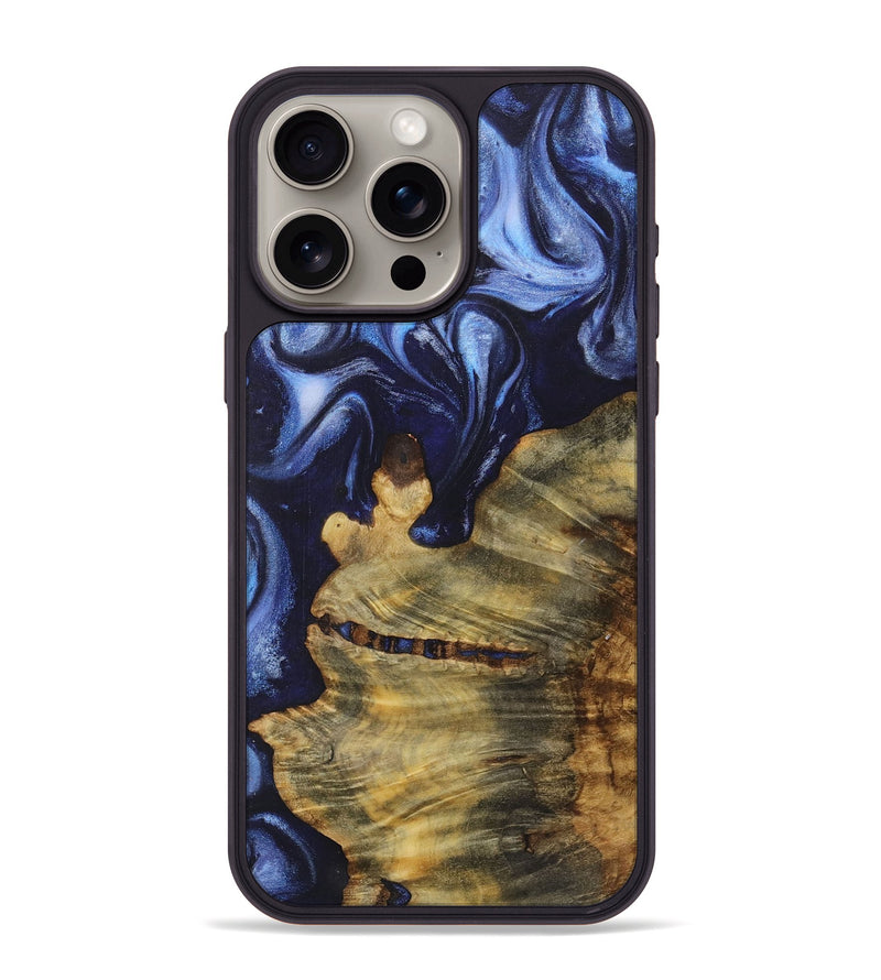 iPhone 15 Pro Max Wood+Resin Phone Case - Taryn (Blue, 718737)