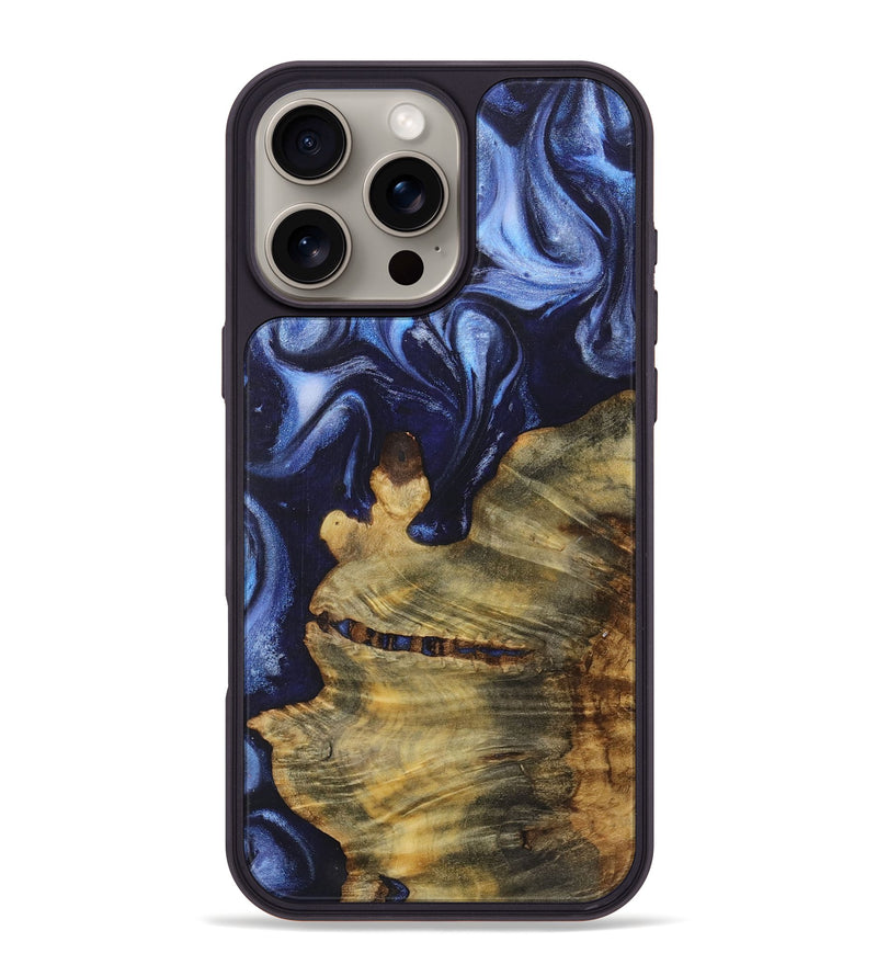 iPhone 16 Pro Max Wood+Resin Phone Case - Taryn (Blue, 718737)