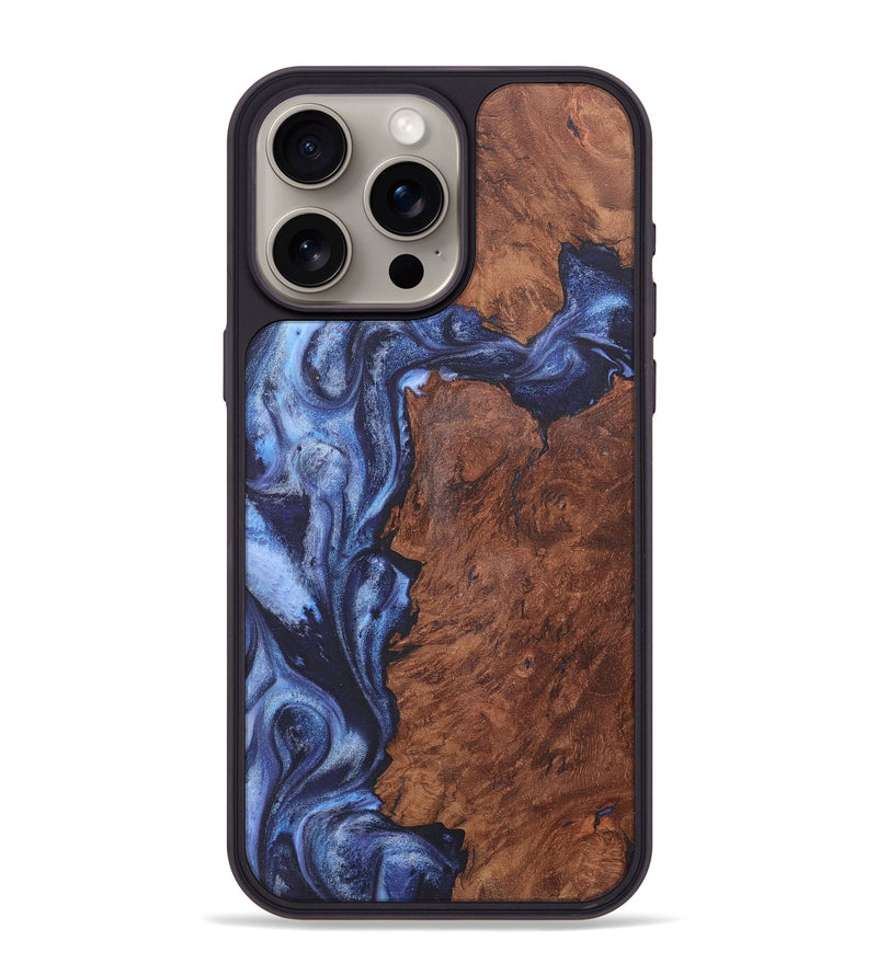 iPhone 15 Pro Max Wood+Resin Phone Case - Nikki (Blue, 718739)